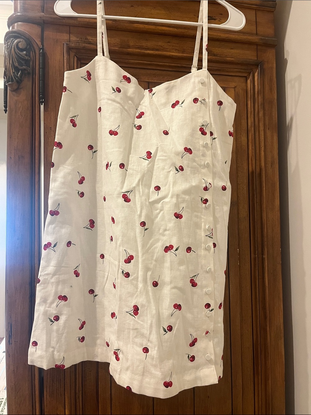 Abercrombie & Fitch White Mini Dress with Red Cherry Print